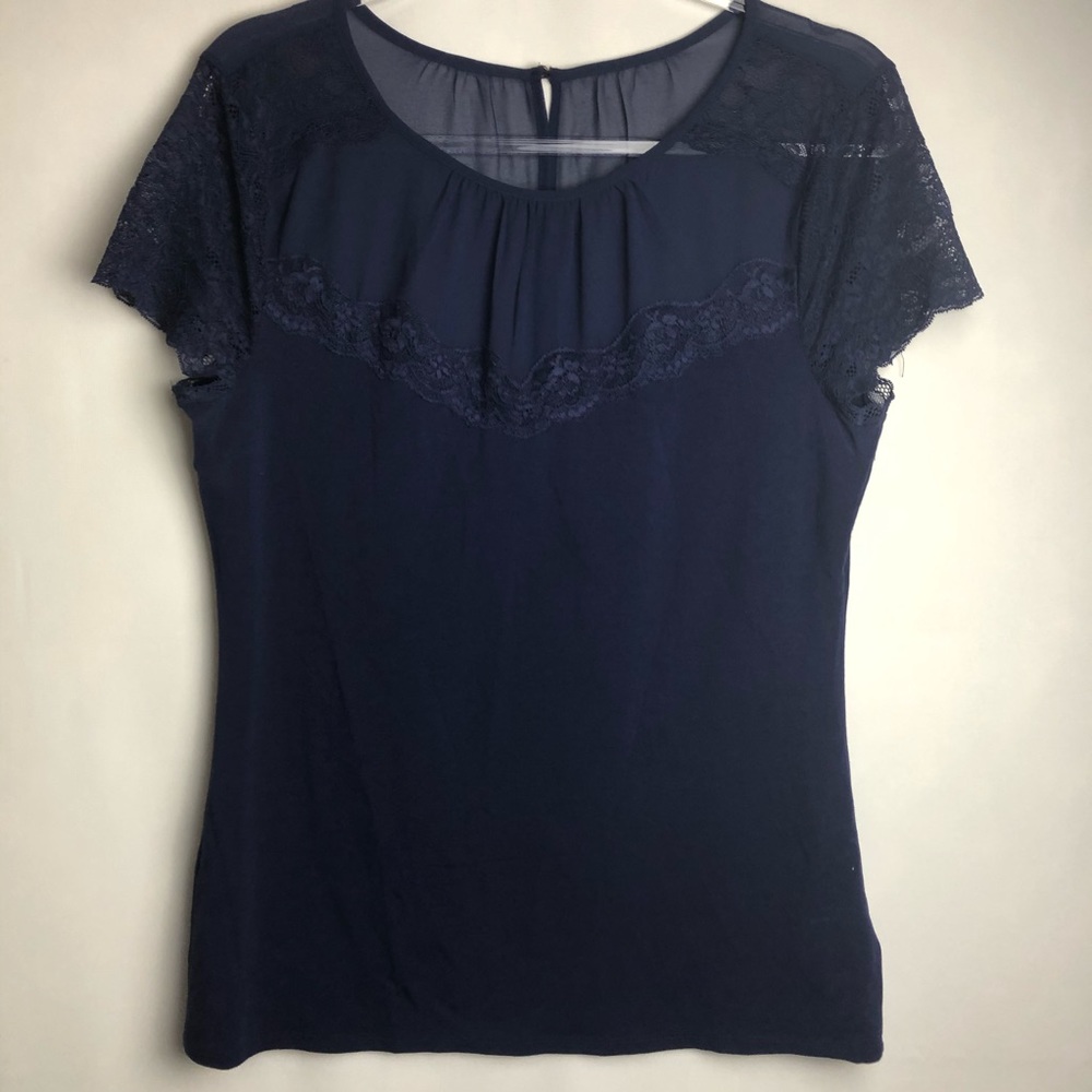 Express dark blue short sleeve blouse